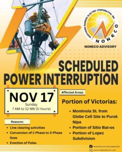 NONECO ADVISORY: Scheduled Power Interruption - November 17, 2024